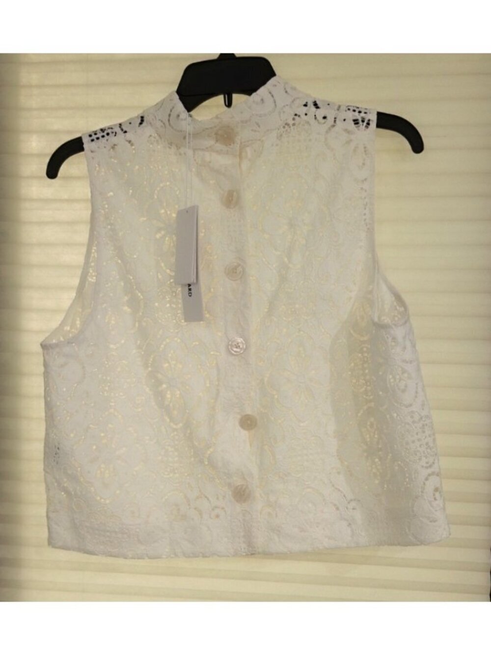 Veronica Beard Katmai Lace Top Size 12 Off White Eyelet Sleeveless Cropped NWT - Picture 7 of 16